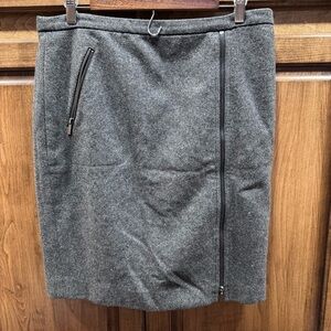 J.Crew Gray Wool Pencil Skirt with‎ Zipper Detail - Size 12